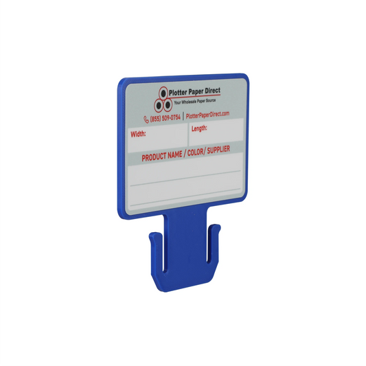 Blue MediaCards for Vinyl Roll Storage – Writable Labeling Cards for 2" Core Rolls – Double-Sided Design with Fields for Product & Order Info