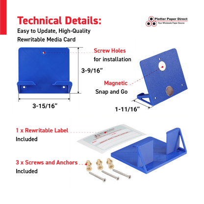 Blue Magnetic MediaCards Organizer, Store up to 10 MediaCards for 2" Core