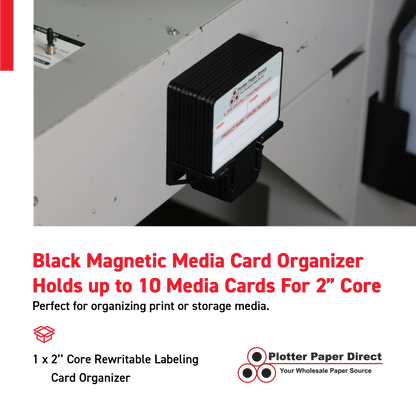 Black Magnetic MediaCards Organizer, Store up to 10 MediaCards for 2" Core