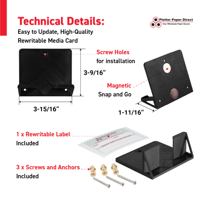 Black Magnetic MediaCards Organizer, Store up to 10 MediaCards for 2" Core