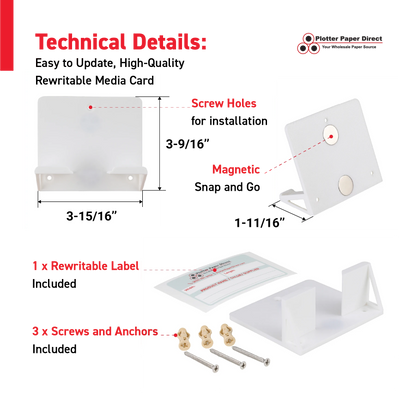 White Magnetic MediaCards Organizer, Store up to 10 MediaCards for 2" Core