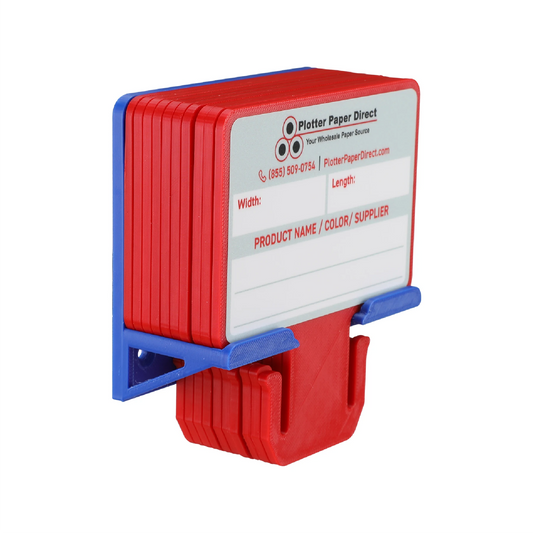 Red MediaCards Kit for Vinyl Roll Storage – 10 Writable Double-Sided Cards for 2" Core Rolls with Blue Magnetic Organizer – Label & Track Media Easily