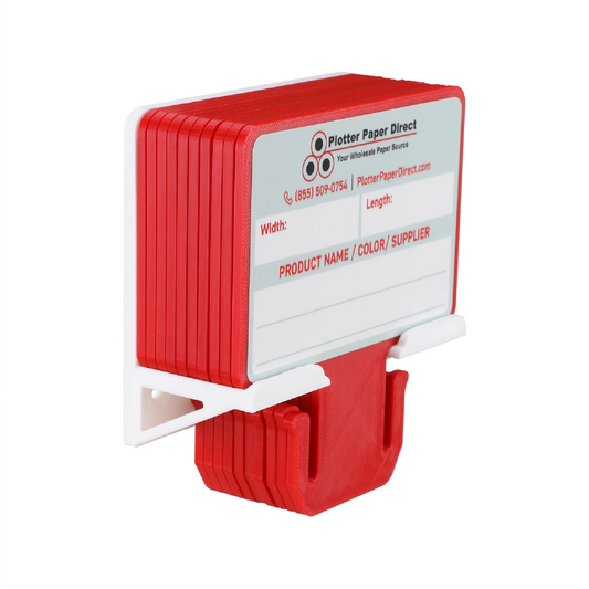 Red MediaCards Kit for Vinyl Roll Storage – 10 Writable Double-Sided Cards for 2" Core Rolls with White Magnetic Organizer – Label & Track Media Easily