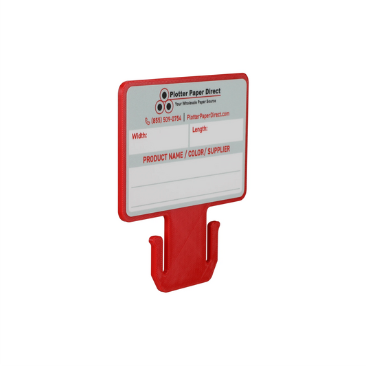 Red MediaCards for Vinyl Roll Storage – Writable Labeling Cards for 2" Core Rolls – Double-Sided Design with Fields for Product & Order Info
