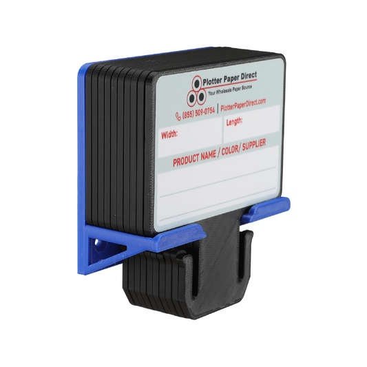 Black MediaCards Kit for Vinyl Roll Storage – 10 Writable Double-Sided Cards for 3" Core Rolls with Blue Magnetic Organizer – Label & Track Media Easily