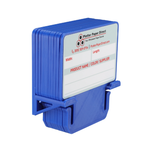 Blue MediaCards Kit for Vinyl Roll Storage – 10 Writable Double-Sided Cards for 3" Core Rolls with Blue Magnetic Organizer – Label & Track Media Easily