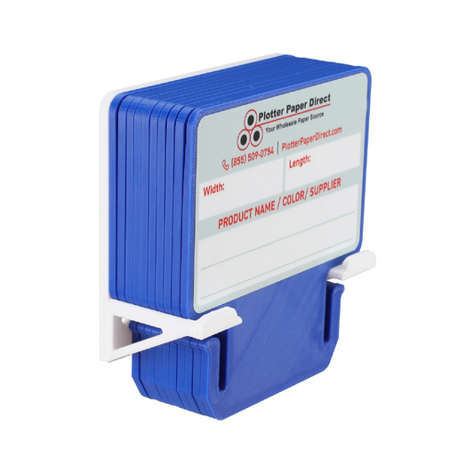Blue MediaCards Kit for Vinyl Roll Storage – 10 Writable Double-Sided Cards for 3" Core Rolls with White Magnetic Organizer – Label & Track Media Easily
