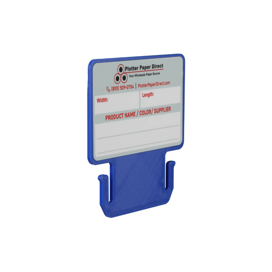 Blue MediaCards for Vinyl Roll Storage – Writable Labeling Cards for 3" Core Rolls – Double-Sided Design with Fields for Product & Order Info