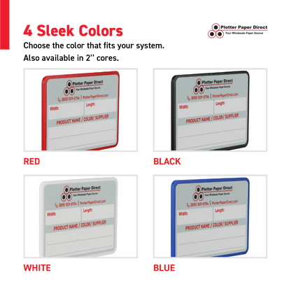 Blue MediaCards for Vinyl Roll Storage – Writable Labeling Cards for 3" Core Rolls – Double-Sided Design with Fields for Product & Order Info