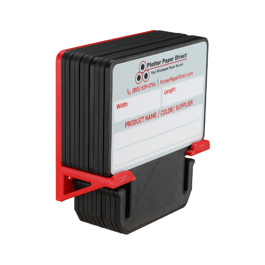 Black MediaCards Kit for Vinyl Roll Storage – 10 Writable Double-Sided Cards for 3" Core Rolls with Red Magnetic Organizer – Label & Track Media Easily