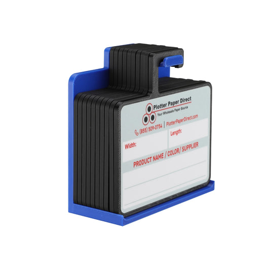 Kit of 10 Black Rewritable MediaCards Hooks + Blue Magnetic Wall Organizer – Dry-Erase Labeling Kit for Vinyl Roll Storage in Print & Sign Shops