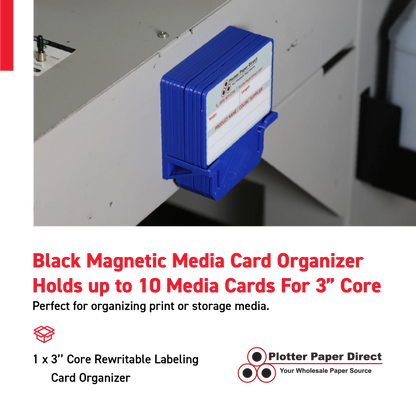Blue Magnetic MediaCards Organizer, Store up to 10 MediaCards for 3" Core
