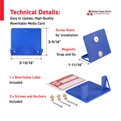 Blue Magnetic MediaCards Organizer, Store up to 10 MediaCards for 3" Core
