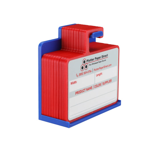 Kit of 10 Red Rewritable MediaCards Hooks + Blue Magnetic Wall Organizer – Dry-Erase Labeling Kit for Vinyl Roll Storage in Print & Sign Shops