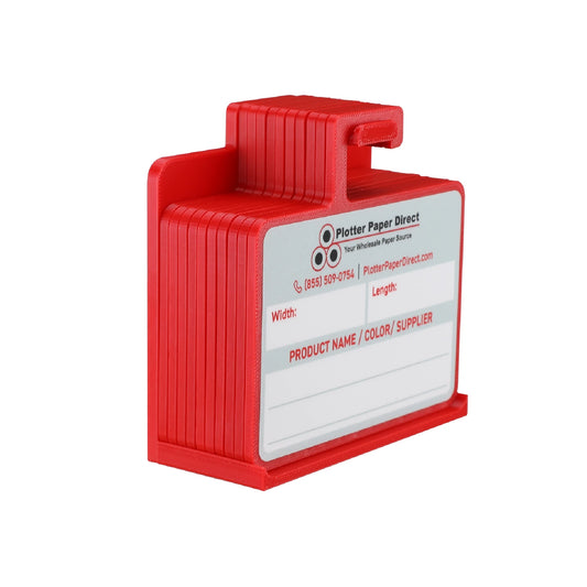 Kit of 10 Red Rewritable MediaCards Hooks + Red Magnetic Wall Organizer – Dry-Erase Labeling Kit for Vinyl Roll Storage in Print & Sign Shops