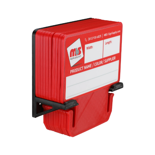 Red MediaCards Kit for Vinyl Roll Storage – 10 Writable Double-Sided Cards for 3" Core Rolls with Black Magnetic Organizer – Label & Track Media Easily