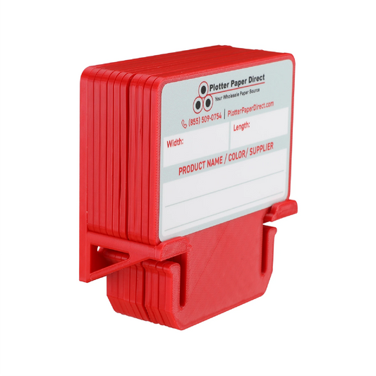 Red MediaCards Kit for Vinyl Roll Storage – 10 Writable Double-Sided Cards for 3" Core Rolls with Red Magnetic Organizer – Label & Track Media Easily
