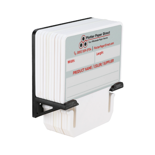White MediaCards Kit for Vinyl Roll Storage – 10 Writable Double-Sided Cards for 3" Core Rolls with Black Magnetic Organizer – Label & Track Media Easily
