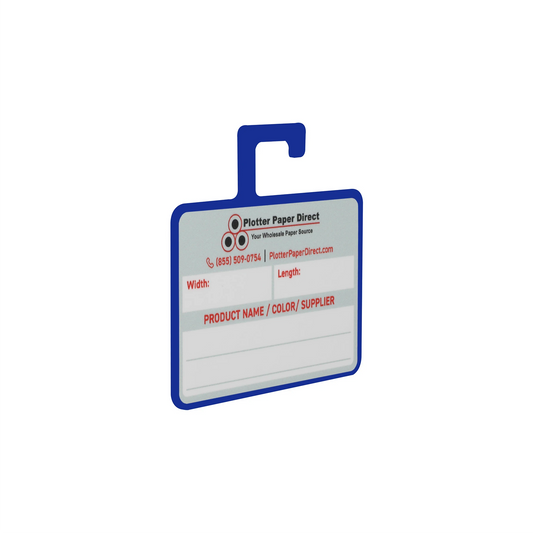 Blue MediaCards Hook for Vinyl Roll Storage – Writable Labeling Cards for Vinyl Roll Clips – Double-Sided Design with Fields for Size, Color, Supplier & More