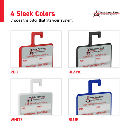 Blue MediaCards Hook for Vinyl Roll Storage – Writable Labeling Cards for Vinyl Roll Clips – Double-Sided Design with Fields for Size, Color, Supplier & More