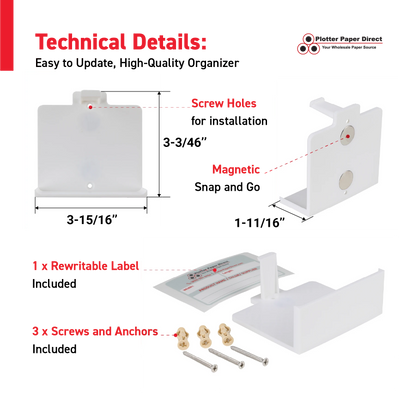 White MediaCards Hook Organizer, Store up to 10 MediaCards