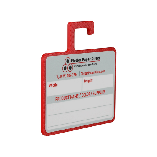 Red MediaCards Hook for Vinyl Roll Storage – Writable Labeling Cards for Vinyl Roll Clips – Double-Sided Design with Fields for Size, Color, Supplier & More