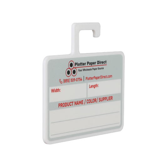 White MediaCards Hook for Vinyl Roll Storage – Writable Labeling Cards for Vinyl Roll Clips – Double-Sided Design with Fields for Size, Color, Supplier & More
