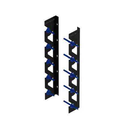 Black Aluminum Wall Mounted Vinyl Roll Storage Rack with Blue V-Bracket ABS Plastic Swivel Arm – Holds 5 Vinyl Rolls, Space-Saving Organizer for Studios & Print Shops
