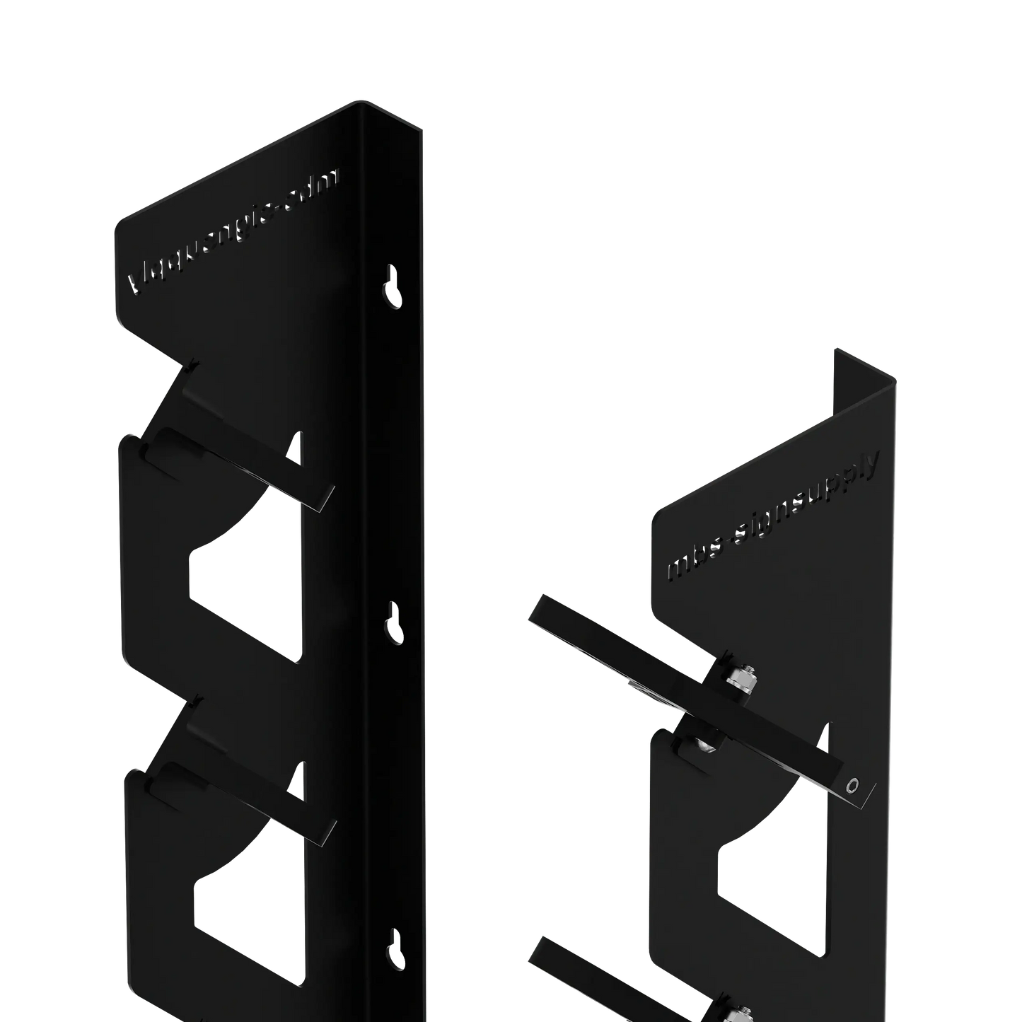 Black Aluminum Wall Mounted Vinyl Roll Storage Rack with Black V-Bracket ABS Plastic Swivel Arm – Holds 5 Vinyl Rolls, Space-Saving Organizer for Studios & Print Shops