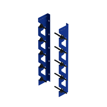 2-Pack Wall Mounted Vinyl Roll Storage Racks – Blue Aluminum with Black ABS Swivel Arms, Holds 10 Rolls Total, Space-Saving Organizer for Print Shops, Studios & Craft Rooms