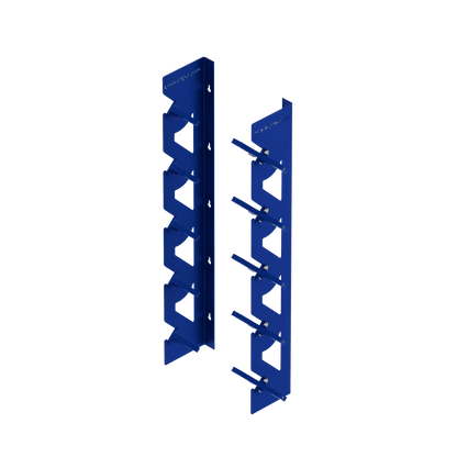 2-Pack Wall Mounted Vinyl Roll Storage Racks – Blue Aluminum with Blue ABS Swivel Arms, Holds 10 Rolls Total, Space-Saving Organizer for Print Shops, Studios & Craft Rooms