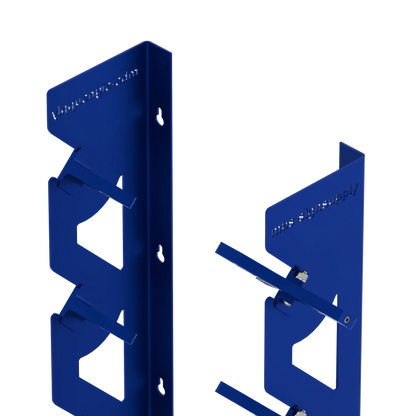 2-Pack Wall Mounted Vinyl Roll Storage Racks – Blue Aluminum with Blue ABS Swivel Arms, Holds 10 Rolls Total, Space-Saving Organizer for Print Shops, Studios & Craft Rooms