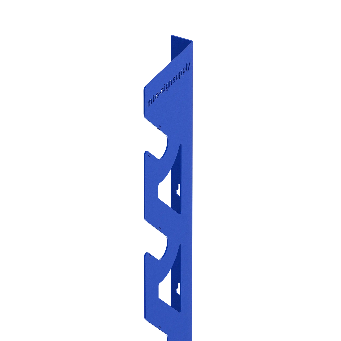Blue Aluminum Wall Mounted Vinyl Roll Storage Rack with Black V-Bracket ABS Plastic Swivel Arm – Holds 5 Vinyl Rolls, Space-Saving Organizer for Studios & Print Shops
