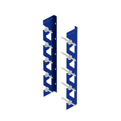 2-Pack Wall Mounted Vinyl Roll Storage Racks – Blue Aluminum with White ABS Swivel Arms, Holds 10 Rolls Total, Space-Saving Organizer for Print Shops, Studios & Craft Rooms