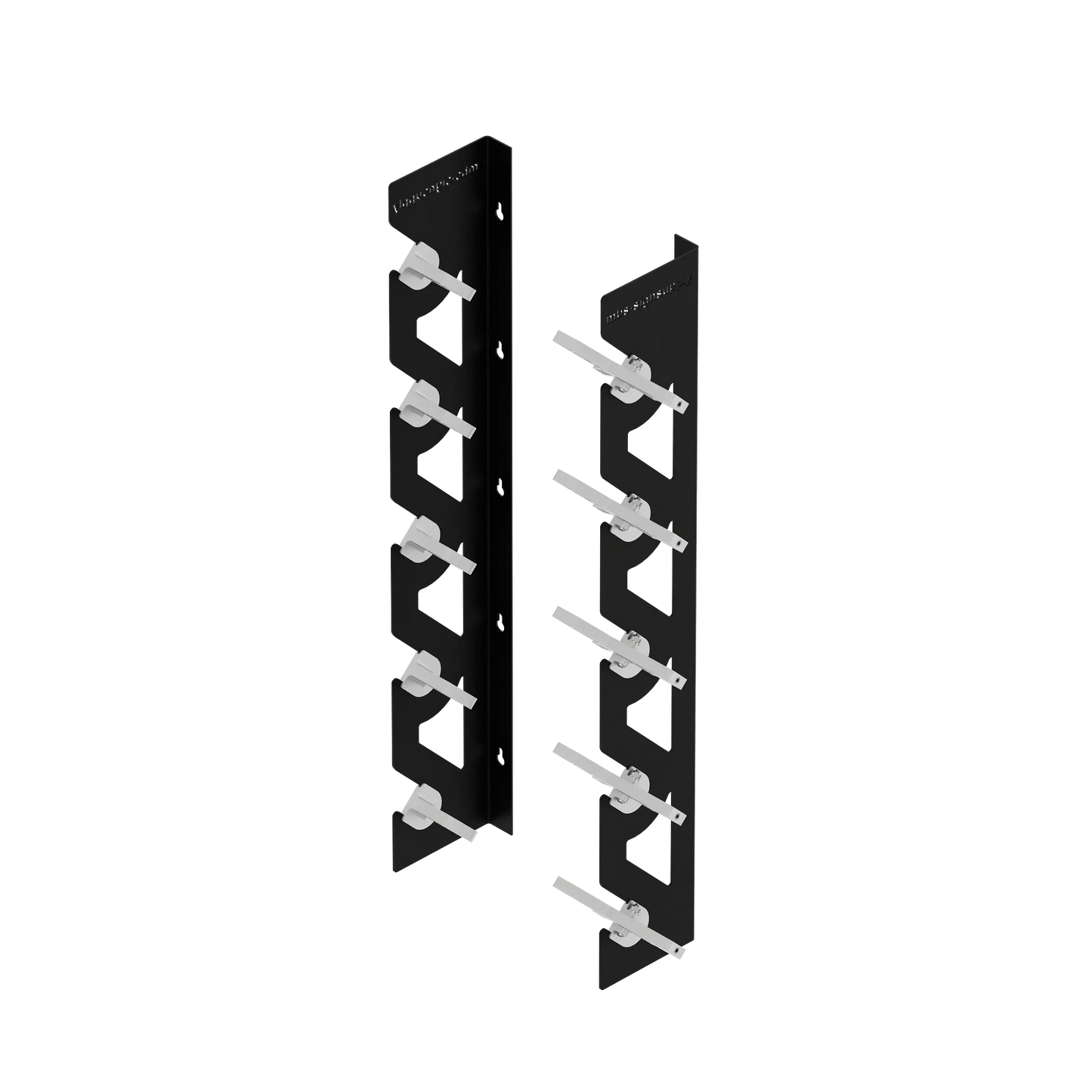 Black Aluminum Wall Mounted Vinyl Roll Storage Rack with White V-Bracket ABS Plastic Swivel Arm – Holds 5 Vinyl Rolls, Space-Saving Organizer for Studios & Print Shops
