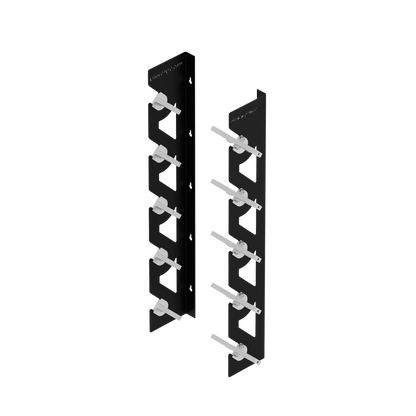 Black Aluminum Wall Mounted Vinyl Roll Storage Rack with White V-Bracket ABS Plastic Swivel Arm – Holds 5 Vinyl Rolls, Space-Saving Organizer for Studios & Print Shops