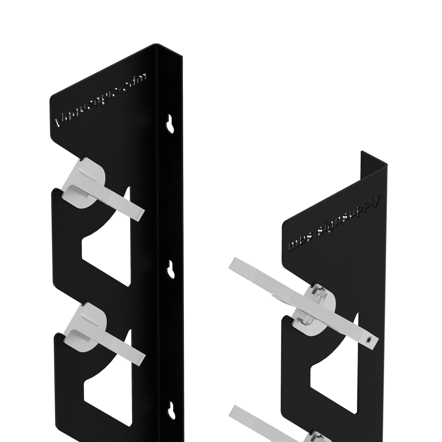 Black Aluminum Wall Mounted Vinyl Roll Storage Rack with White V-Bracket ABS Plastic Swivel Arm – Holds 5 Vinyl Rolls, Space-Saving Organizer for Studios & Print Shops