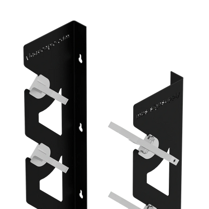 Black Aluminum Wall Mounted Vinyl Roll Storage Rack with White V-Bracket ABS Plastic Swivel Arm – Holds 5 Vinyl Rolls, Space-Saving Organizer for Studios & Print Shops