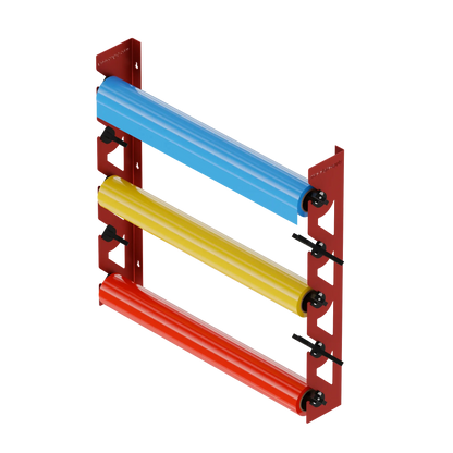 2-Pack Wall Mounted Vinyl Roll Storage Racks – Red Aluminum with Black ABS Swivel Arms, Holds 10 Rolls Total, Space-Saving Organizer for Print Shops, Studios & Craft Rooms