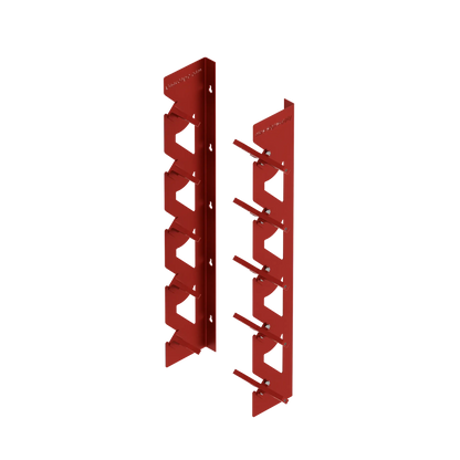 Red Aluminum Wall Mounted Vinyl Roll Storage Rack with Red V-Bracket ABS Plastic Swivel Arm – Holds 5 Vinyl Rolls, Space-Saving Organizer for Studios & Print Shops