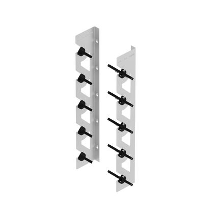 White Aluminum Wall Mounted Vinyl Roll Storage Rack with Black V-Bracket ABS Plastic Swivel Arm – Holds 5 Vinyl Rolls, Space-Saving Organizer for Studios & Print Shops