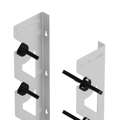 White Aluminum Wall Mounted Vinyl Roll Storage Rack with Black V-Bracket ABS Plastic Swivel Arm – Holds 5 Vinyl Rolls, Space-Saving Organizer for Studios & Print Shops
