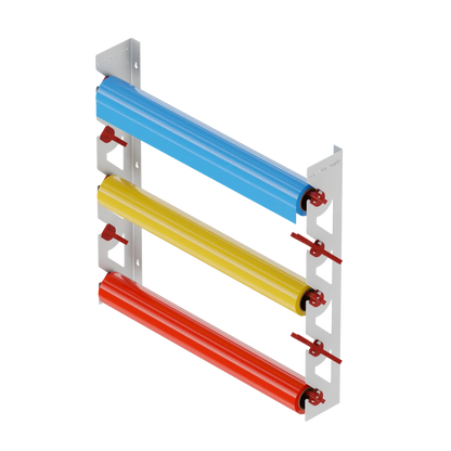 2-Pack Wall Mounted Vinyl Roll Storage Racks – White Aluminum with Red ABS Swivel Arms, Holds 10 Rolls Total, Space-Saving Organizer for Print Shops, Studios & Craft Rooms