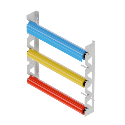 White Aluminum Wall Mounted Vinyl Roll Storage Rack with White V-Bracket ABS Plastic Swivel Arm – Holds 5 Vinyl Rolls, Space-Saving Organizer for Studios & Print Shops