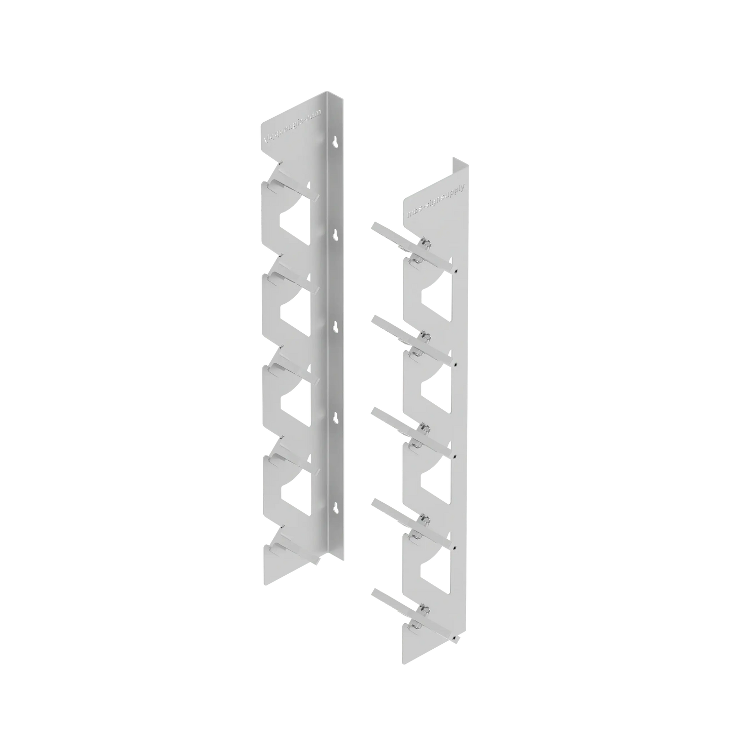 White Aluminum Wall Mounted Vinyl Roll Storage Rack with White V-Bracket ABS Plastic Swivel Arm – Holds 5 Vinyl Rolls, Space-Saving Organizer for Studios & Print Shops
