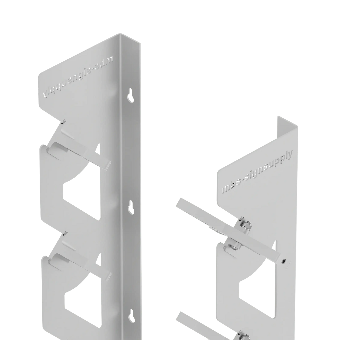 White Aluminum Wall Mounted Vinyl Roll Storage Rack with White V-Bracket ABS Plastic Swivel Arm – Holds 5 Vinyl Rolls, Space-Saving Organizer for Studios & Print Shops