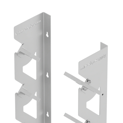 White Aluminum Wall Mounted Vinyl Roll Storage Rack with White V-Bracket ABS Plastic Swivel Arm – Holds 5 Vinyl Rolls, Space-Saving Organizer for Studios & Print Shops